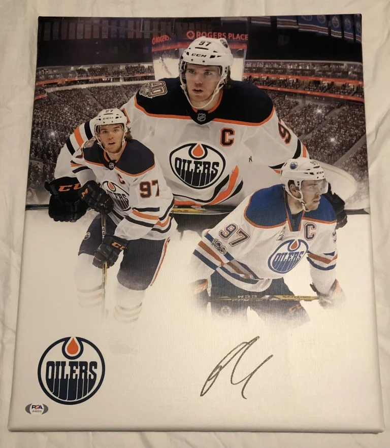 Connor Mcdavid Signed Autographed 16x20 Stretched Edmonton Oilers Canvas Psa/Dna
