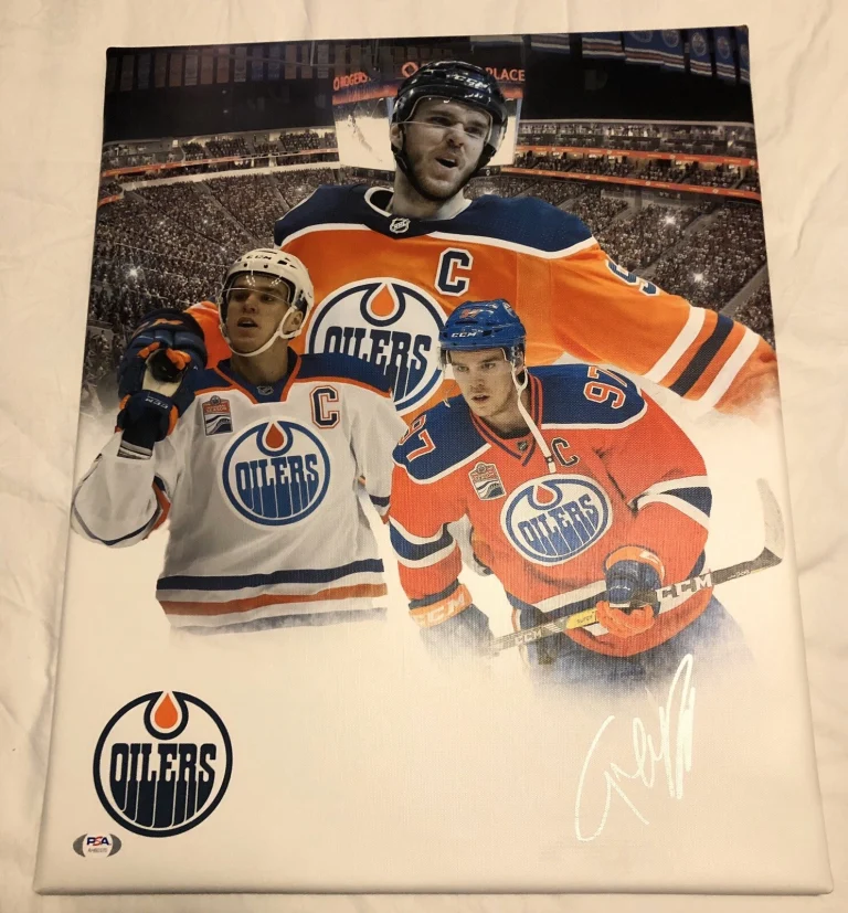 Connor Mcdavid Signed Autographed 16x20 Stretched Edmonton Oilers Canvas Psa/Dna