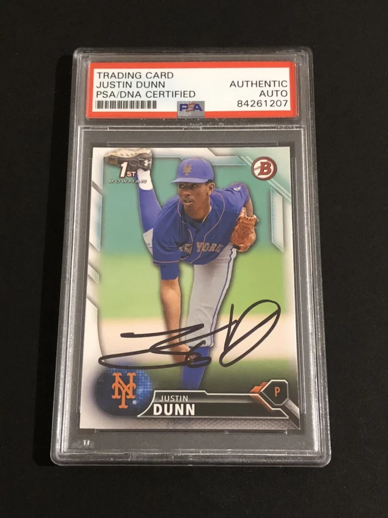Justin Dunn Signed 2016 1st Bowman Draft Card Mariners Rookie Card RC + PSA/DNA
