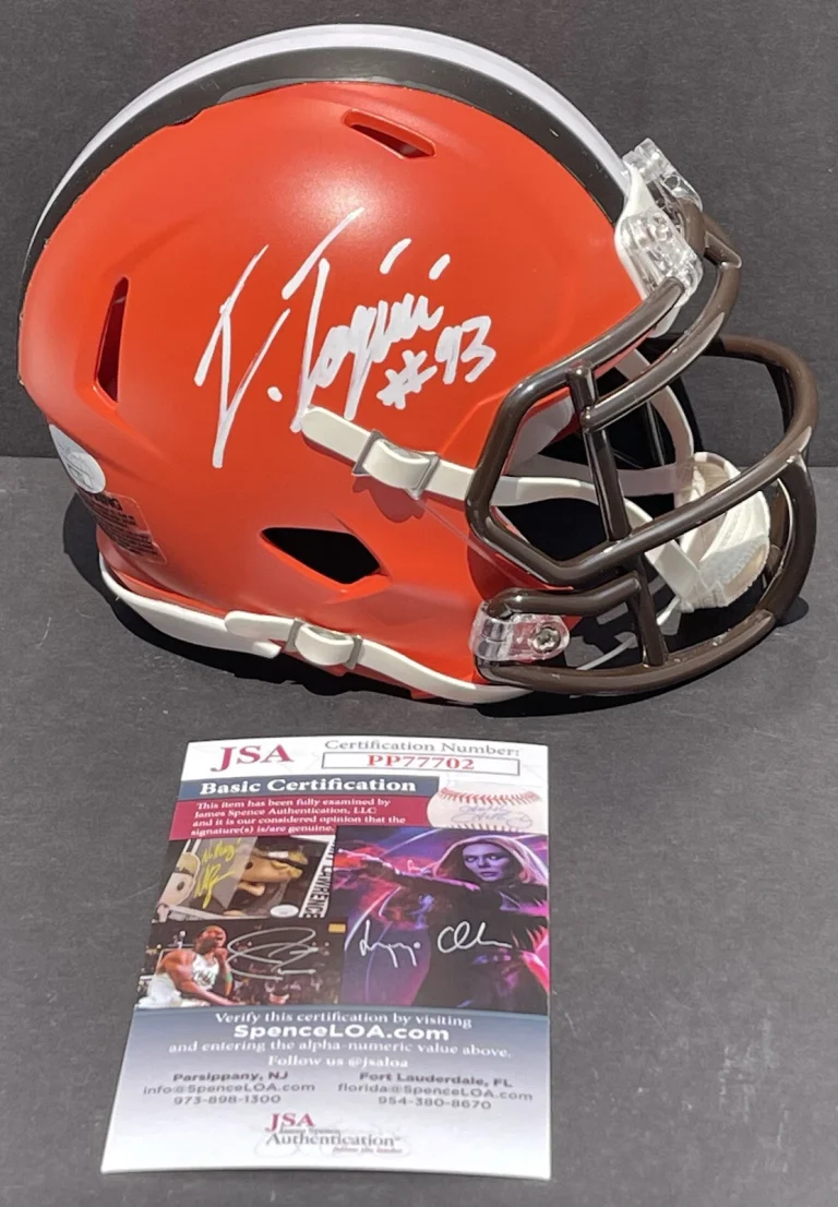 Tommy Togiai Signed Autographed Cleveland Browns Mini Helmet JSA