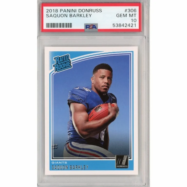 Graded 2018 Panini Donruss SAQUON BARKLEY #306 Rookie RC Football Card PSA 10