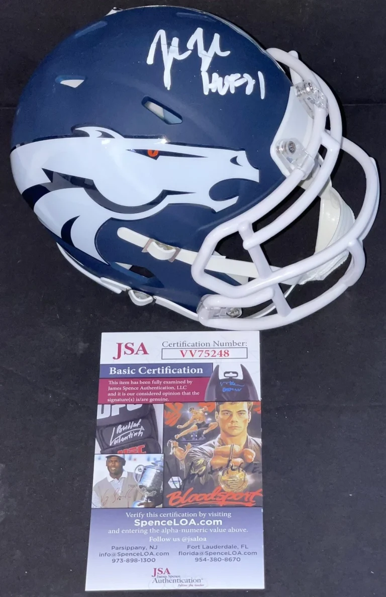 John Lynch Signed Autographed Denver Broncos AMP Mini Helmet HOF 21 JSA
