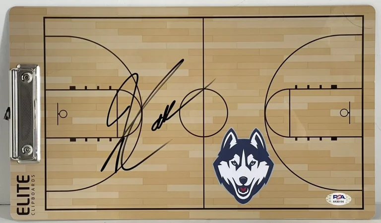 Jim Calhoun Signed Autographed UConn Huskies Coaches Clipboard Champs PSA/DNA