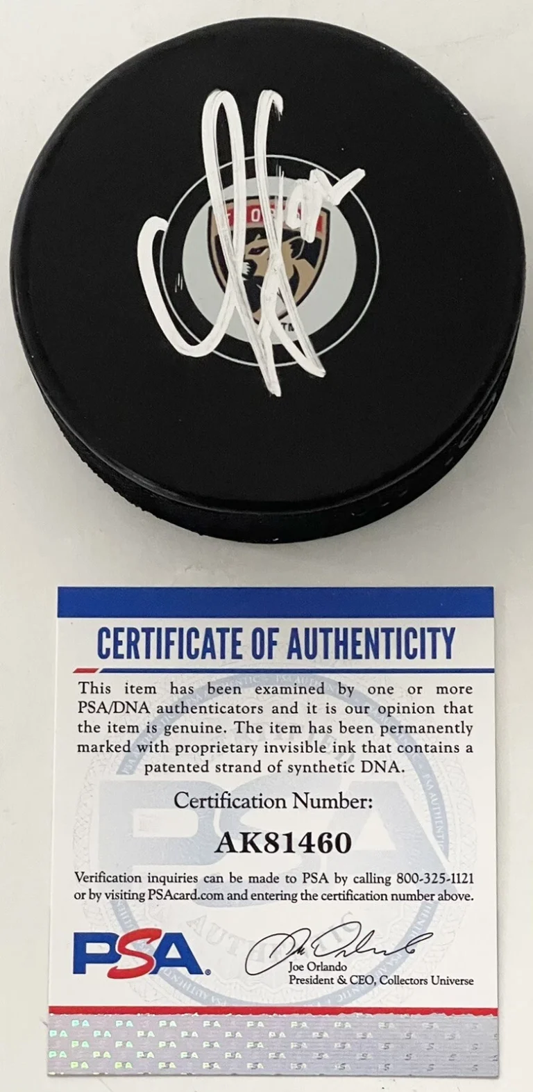 Chase Priskie Signed Autographed Florida Panthers Logo Puck PSA/DNA