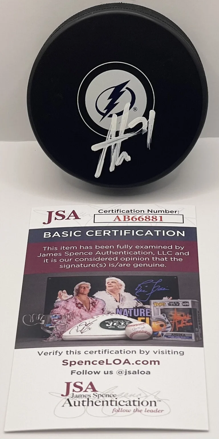 Anthony Cirelli Signed Autographed Tampa Bay Lightning Hockey Puck Stanley JSA