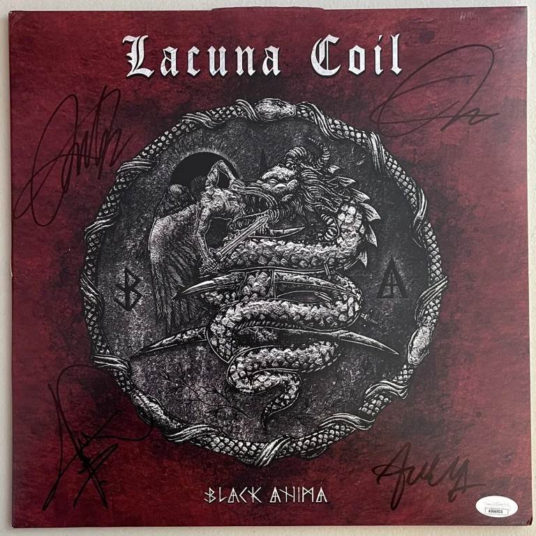 Lacuna Coil Group Signed Autographed Album Cover  Vinyl All 4 JSA