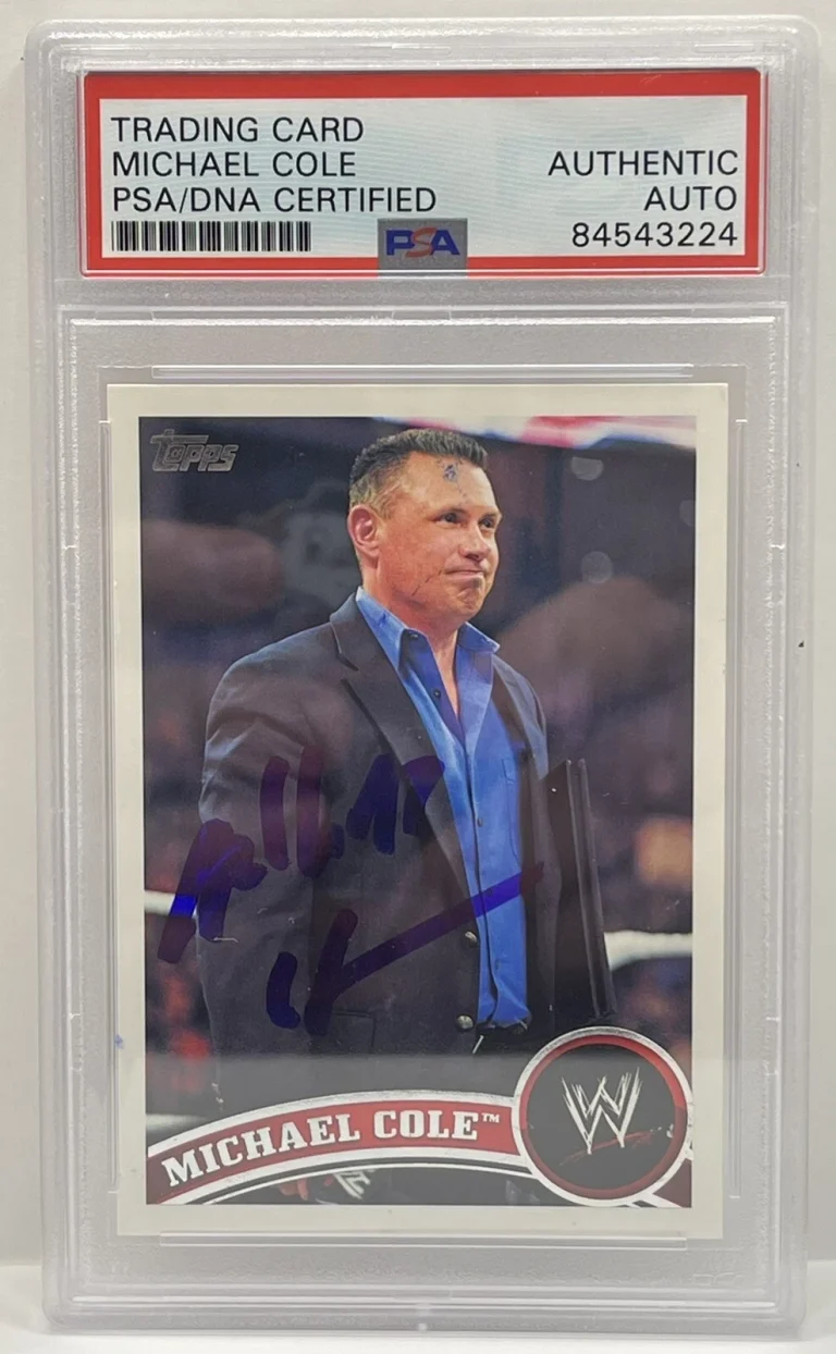 Michael Cole Signed Autographed WWE Topps Card PSA/DNA Slabbed