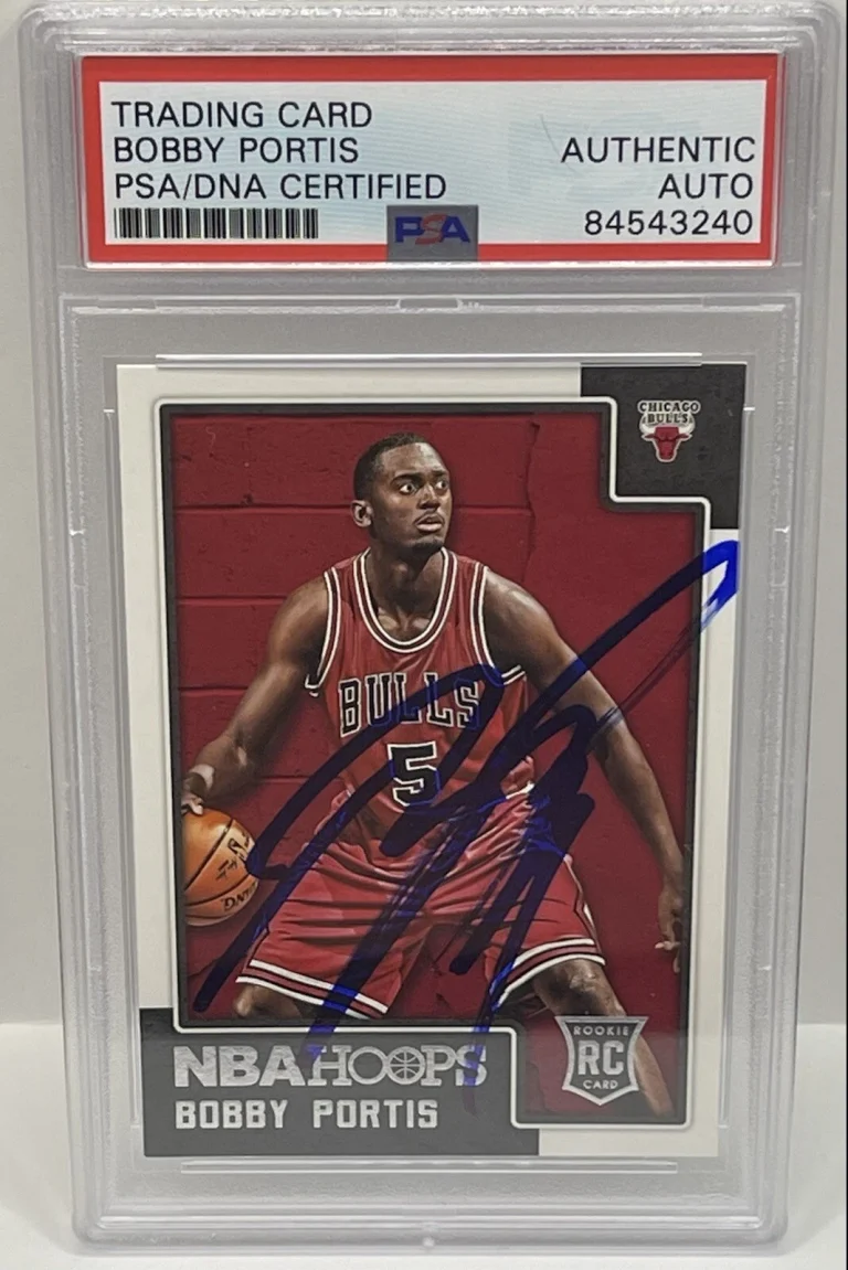 Bobby Portis Signed 2014-15 NBA Hoops Rookie Card Bucks Bulls Slabbed PSA/DNA