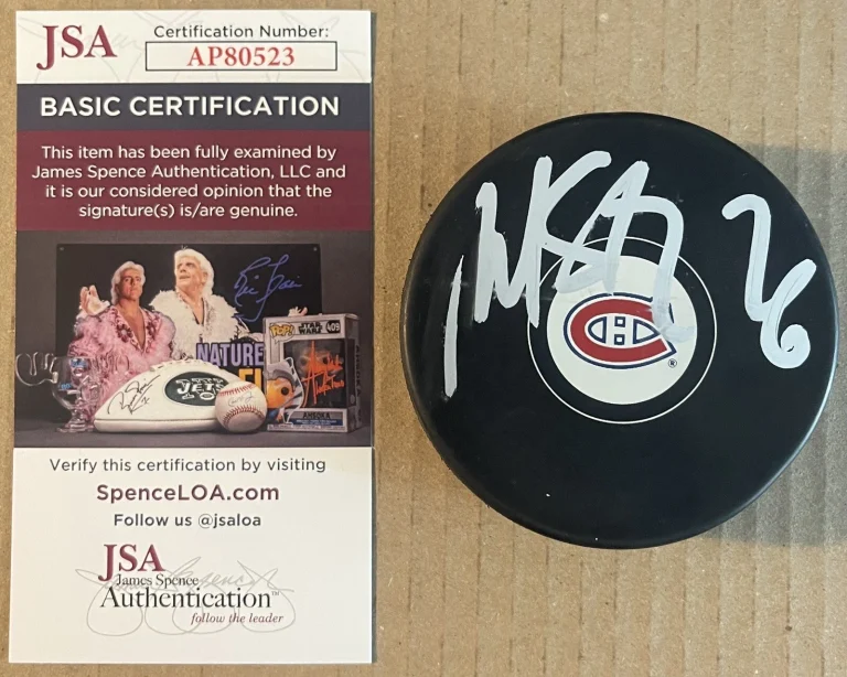 Martin St Louis Signed Autographed Montreal Canadiens Logo Puck JSA COA