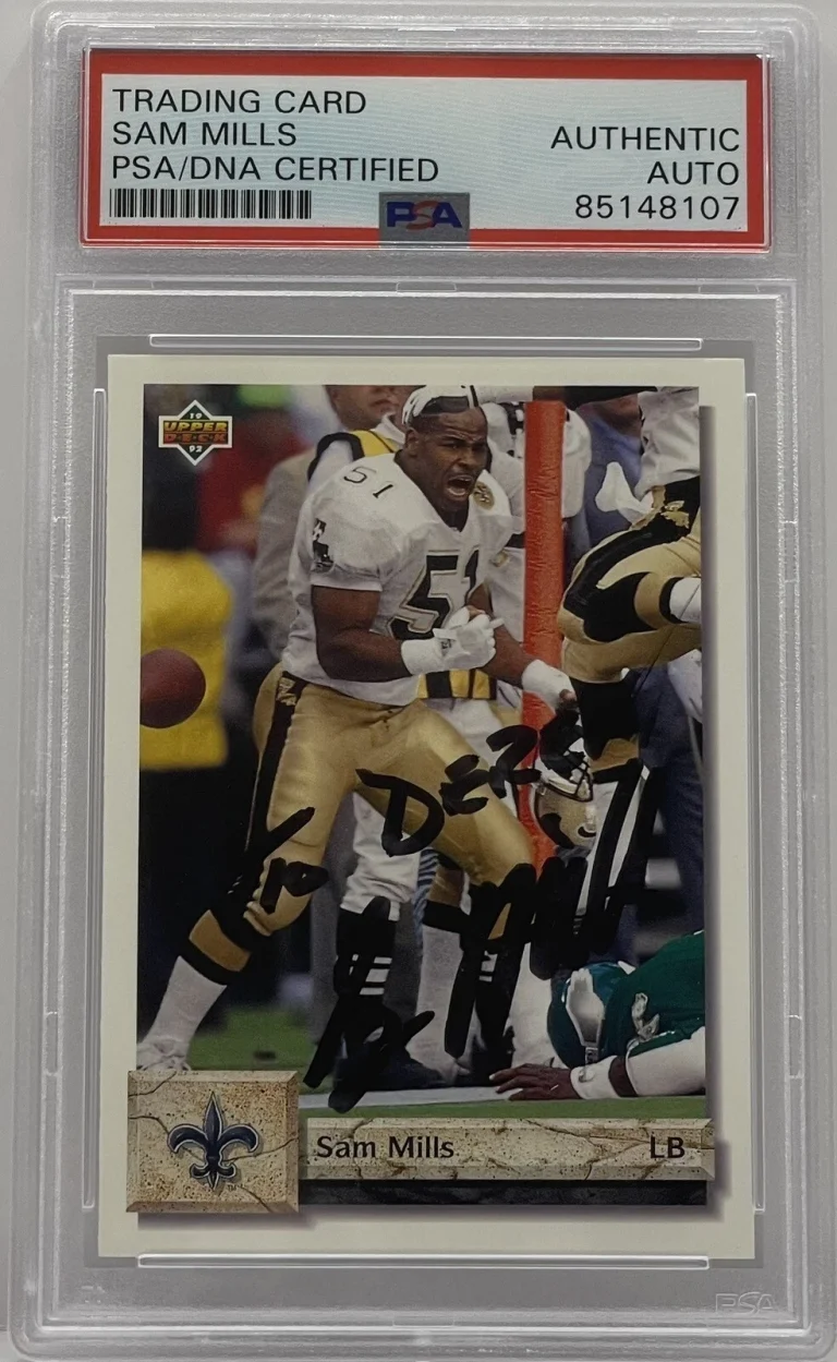 Sam Mills Signed 1992 Upper Deck Card New Orleans Saints PSA/DNA Slabbed