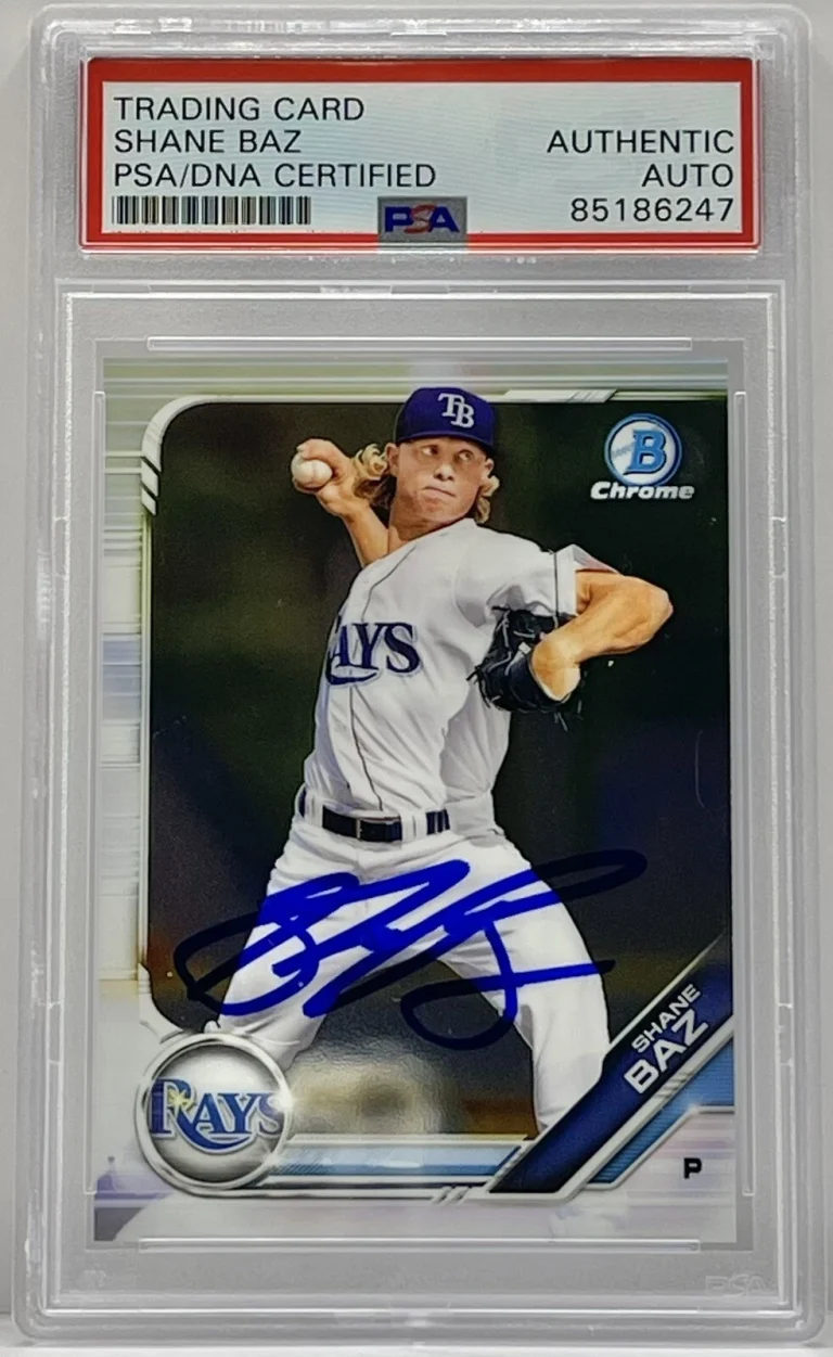 Shane Baz Signed 2019 Bowman Chrome Card Tampa Bay Rays PSA/DNA Slabbed