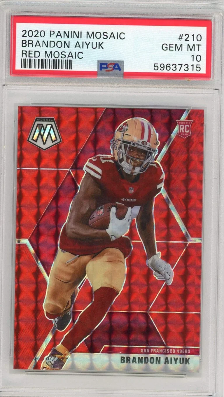 Graded 2020 Panini Mosaic Brandon Aiyuk #210 Red Mosaic RC Football Card PSA 10