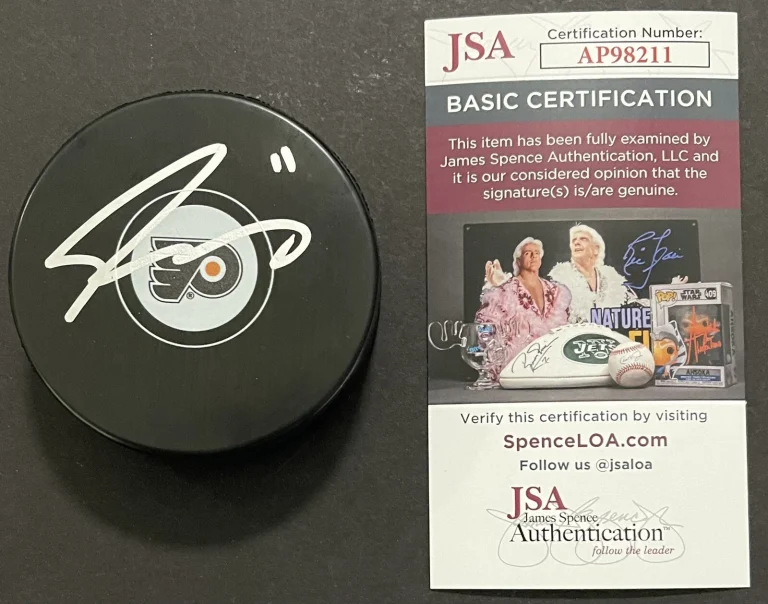 Travis Konecny Signed Autographed Philadelphia Flyers Logo Hockey Puck JSA