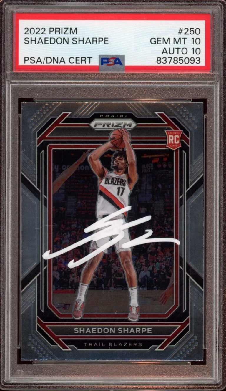 2022 Panini Prizm #250 Shaedon Sharpe Prizm Rookie Card Auto Psa GEM MINT 10/10