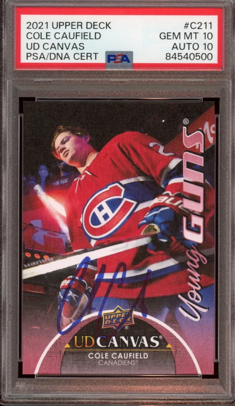 2021 Upper Deck #C211 Cole Caufield Young Guns Canvas Rookie Auto PSA 10/10 RC