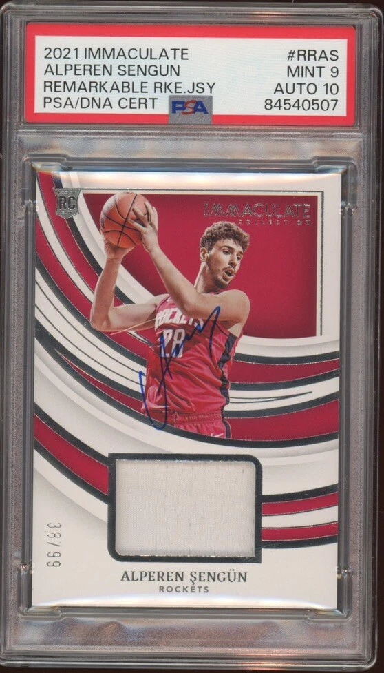 2021 Panini Immaculate Alperen Sengun Rookie Remarkable Auto /99 Psa MINT 9/10