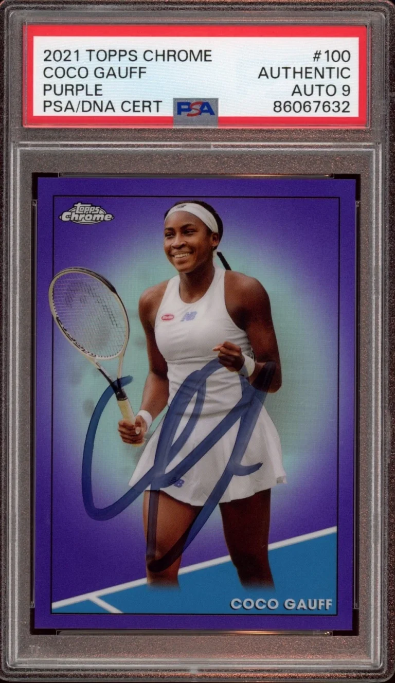 Coco Gauff Signed 2021 Topps Chrome #100 Purple Rookie Card /199 Psa MINT 9 AUTO
