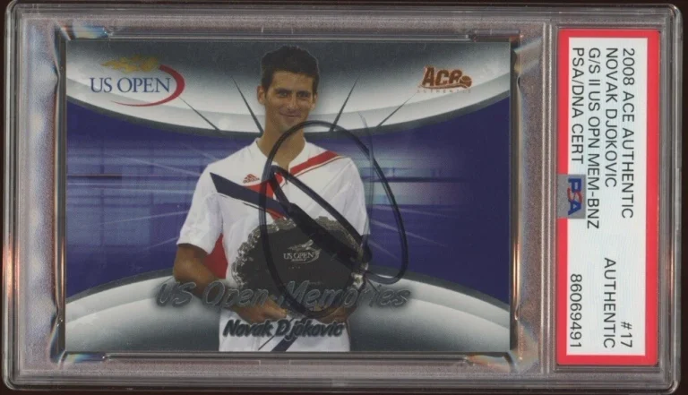Novak Djokovic Signed 2008 Ace Authentic US Open Bronze Auto Card Psa/Dna Dual