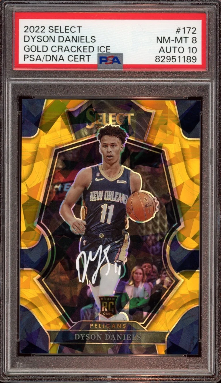 2022 Select #172 Dyson Daniels Rookie Gold Cracked Ice Auto /10 Psa 8/GEM MT 10