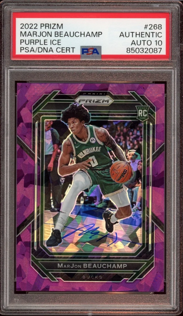 2022 Panini Prizm #268 MarJon Beauchamp Purple Ice Rookie /149 Psa GEM AUTO 10