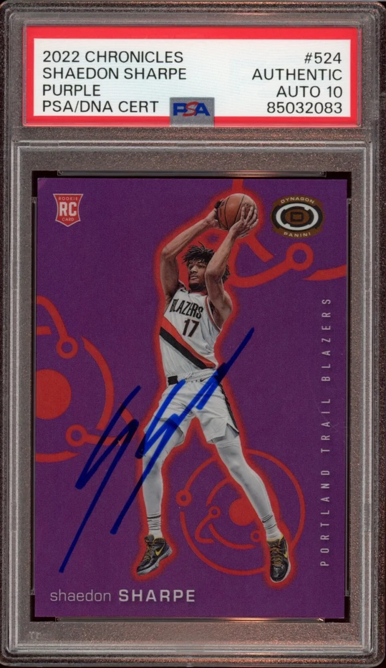 2022 Chronicles Dynagon #524 Shaedon Sharpe Purple Rookie /49 Psa GEM MT 10 AUTO