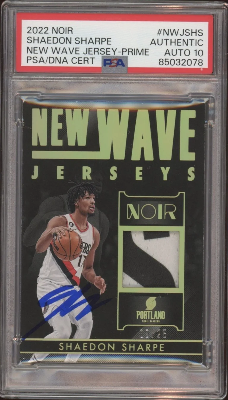 2022 Panini Noir Shaedon Sharpe New Wave Jersey Prime /25 Psa GEM MINT 10 AUTO