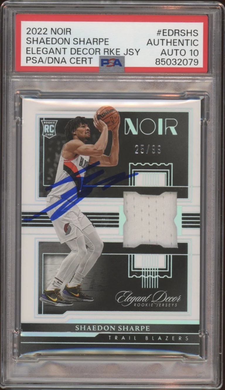 2022 Panini Noir Shaedon Sharpe Elegant Decor Rookie Jersey /99 Psa GEM 10 AUTO