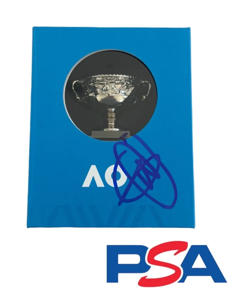 Novak Djokovic Signed Australian Open AO Mini Trophy PSA AUTO 10x CHAMPION GOAT