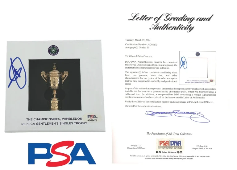 Novak Djokovic Signed Wimbledon Mini Trophy Psa/Dna LOA + AUTOGRAPH GRADE 10