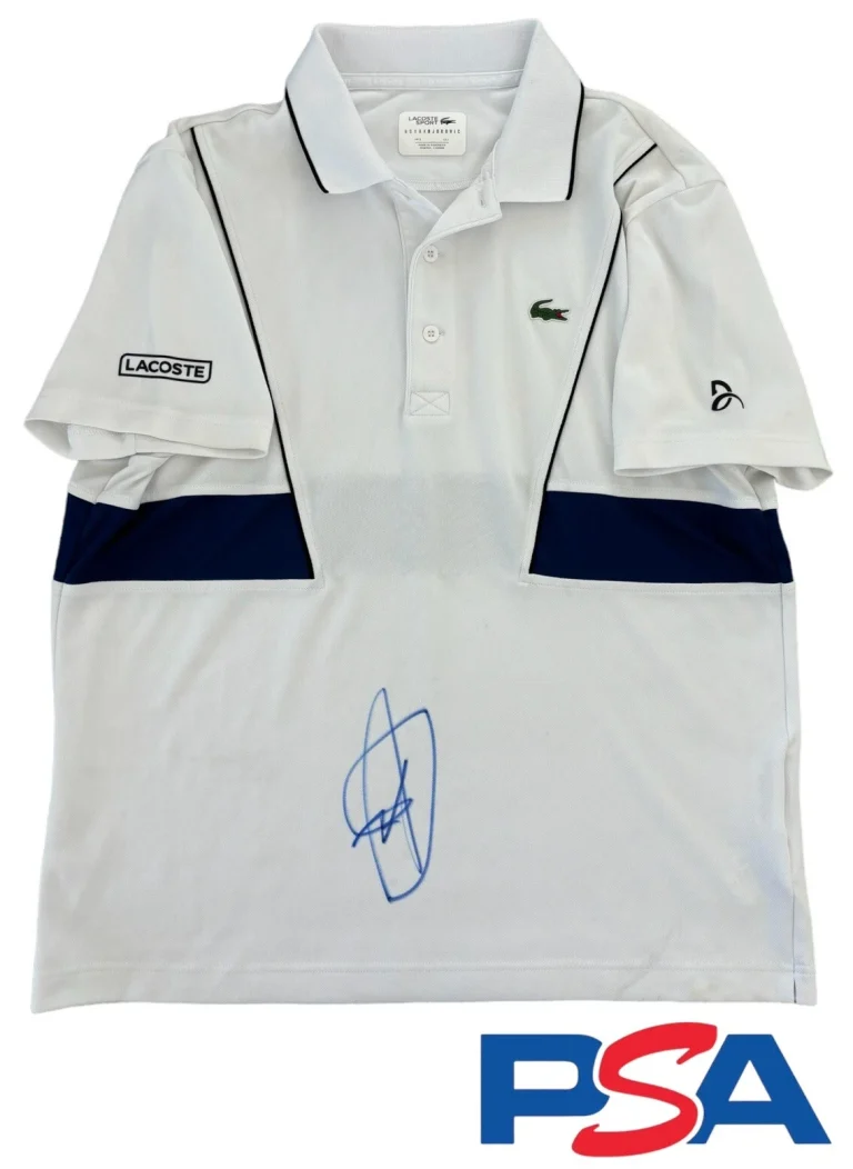 Novak Djokovic Signed Autographed Lacoste Sport Tennis Polo Shirt PSA AUTO GOAT