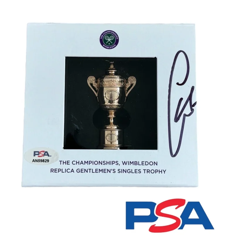 Carlos Alcaraz Signed Wimbledon Mini Tennis Trophy PSA AUTO 2023 2024 CHAMPION