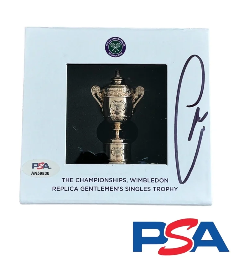 Carlos Alcaraz Signed Wimbledon Mini Tennis Trophy PSA AUTO 2023 2024 CHAMPION