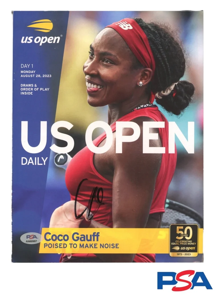 Coco Gauff Signed 2023 US Open Championships Daily Program Psa/Dna Auto Champion