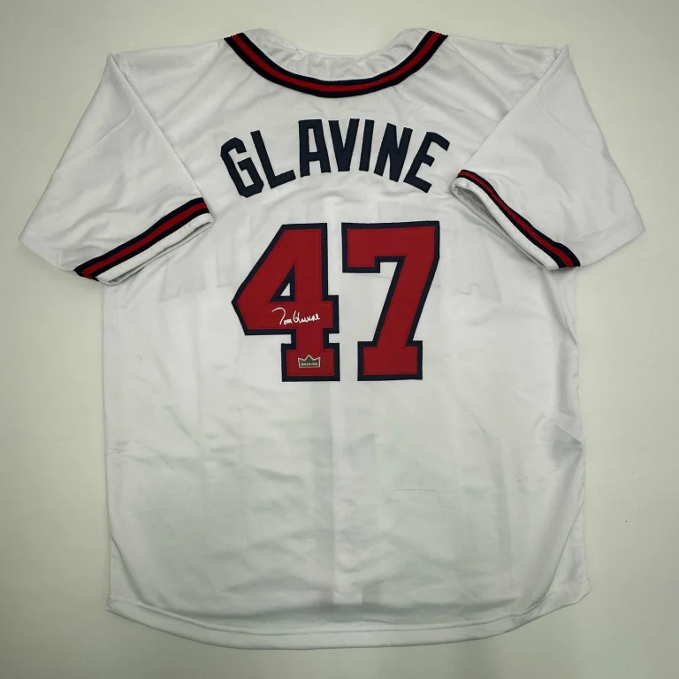 Facsimile Autographed Tom Glavine Atlanta White Reprint Jersey Size Men's XL