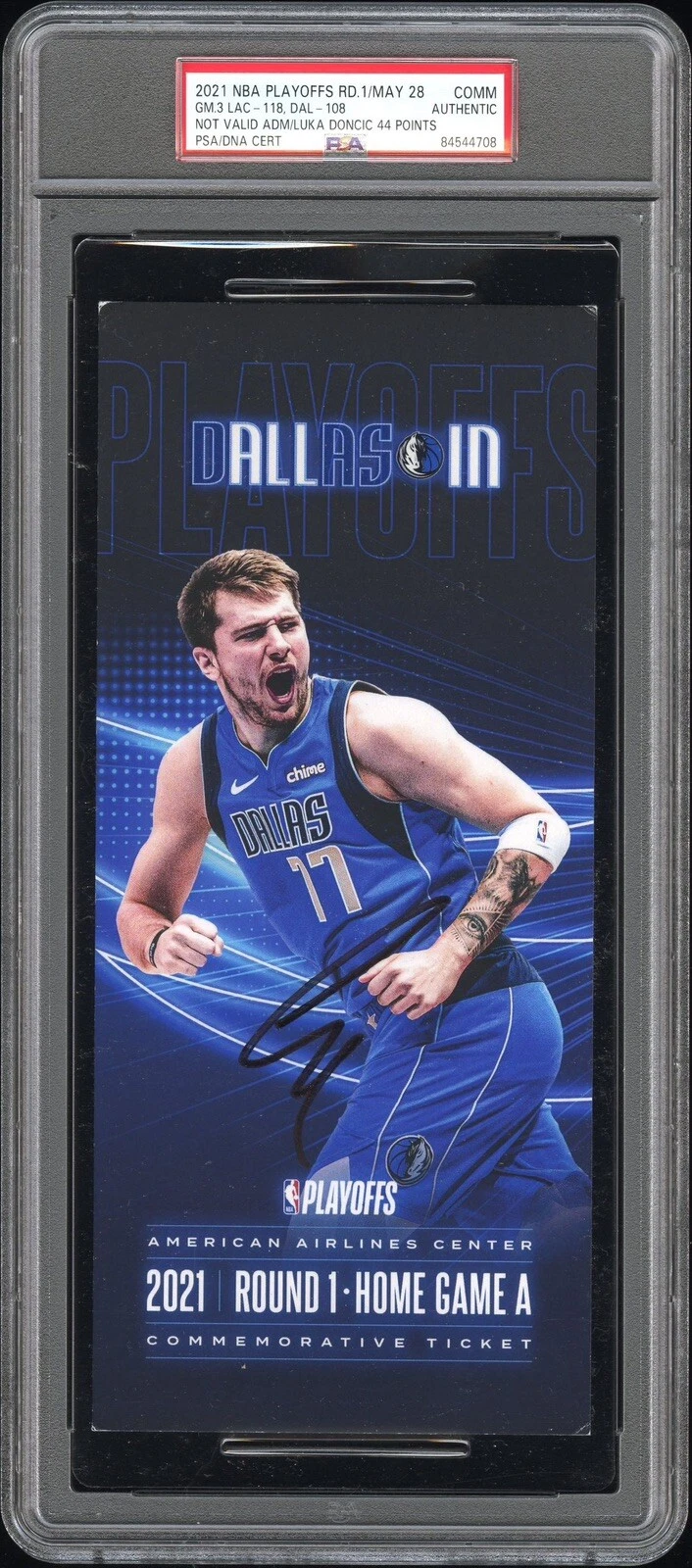 Luka Doncic Signed 2021 Home NBA Playoffs Debut 44 Points Ticket Stub PSA AUTO