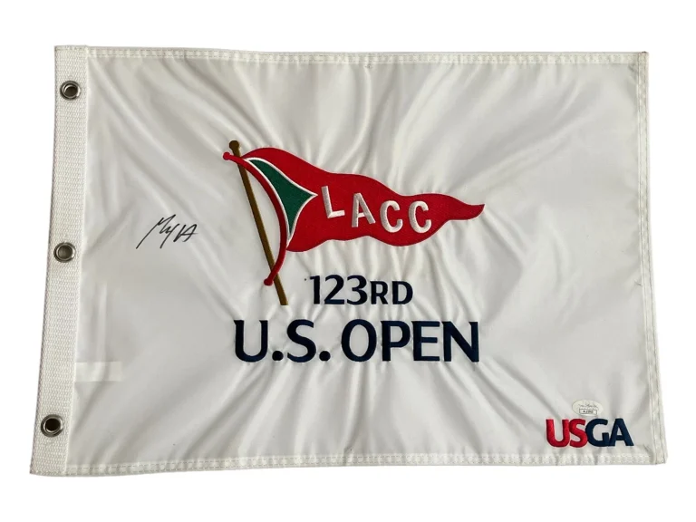 Max Homa Signed 2023 123rd US Open Championship Pin Flag JSA Coa 2024 MASTERS