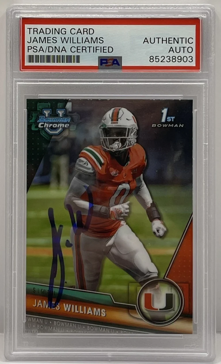 James Williams Signed 2023 Bowman Chrome U Rookie Card Miami Hurricanes PSA/DNA