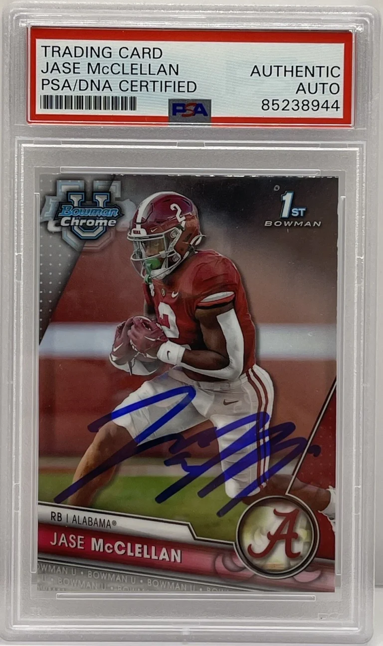 Jase McClellan Signed 2023 Bowman Chrome U Rookie Card Alabama Roll Tide PSA/DNA