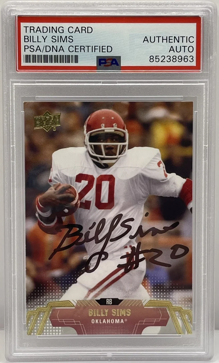 Billy Sims Signed 2014 Upper Deck Card Oklahoma Sooners PSA/DNA Slabbed