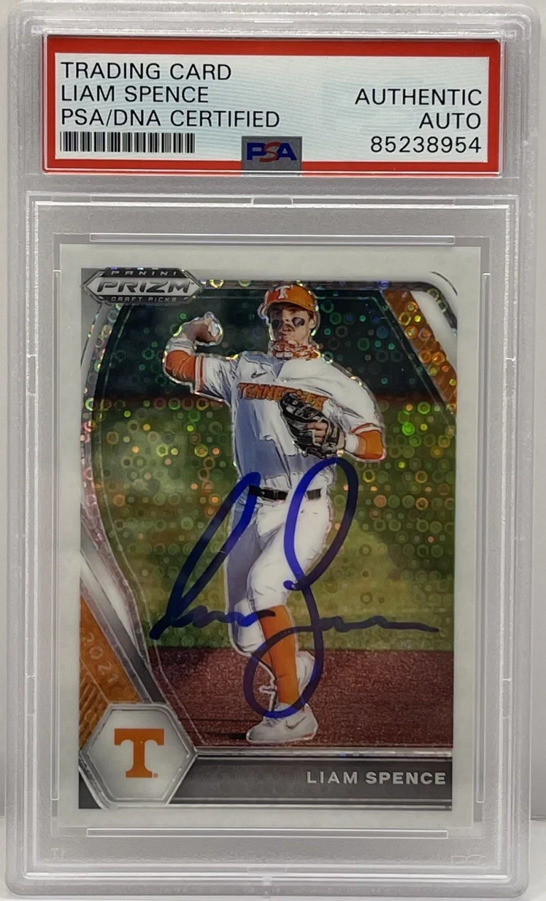 Liam Spence Signed 2022 Prizm White #/d 50 Rookie Card Chicago Cubs PSA/DNA Slab