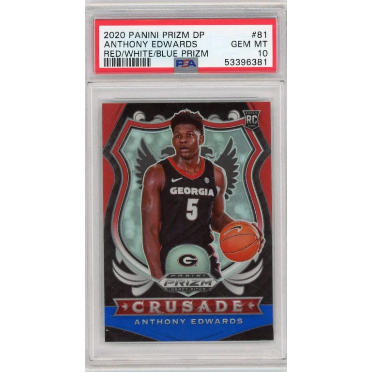 Graded 2020 Panini Prizm DP Anthony Edwards #81 RWB Prizm Basketball Card PSA 10
