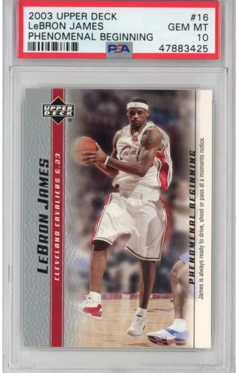 Graded 2003 Upper Deck LEBRON JAMES #16 Phenomenal Beginning Rookie Card PSA 10