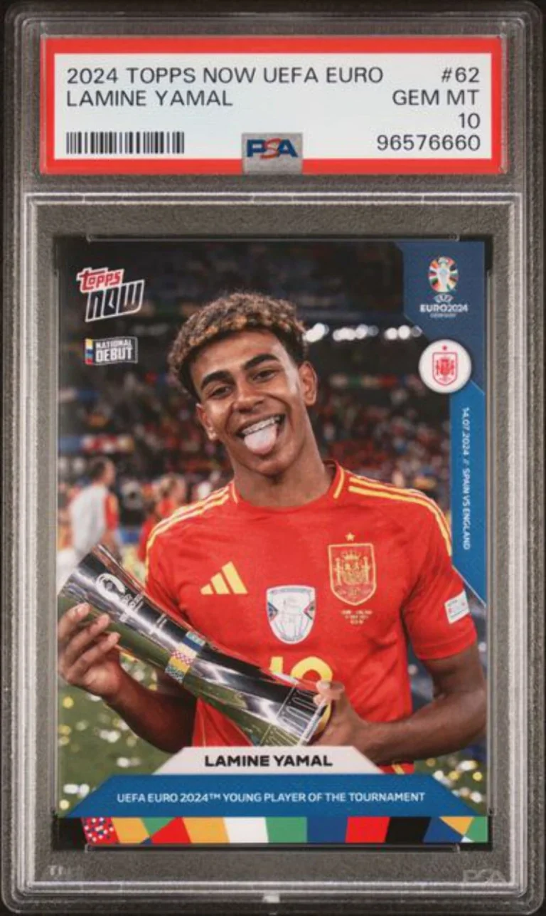 Graded 2024 Topps Now UEFA Euro Lamine Yamal #62 Rookie RC Card PSA 10 Gem Mint