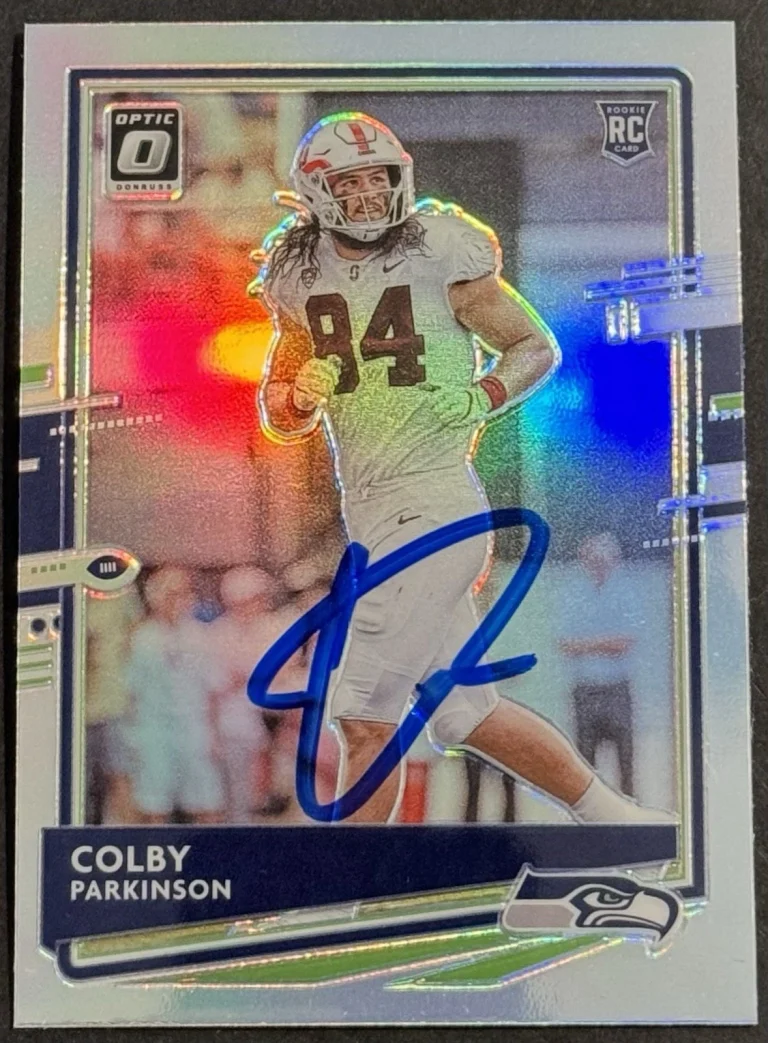 Colby Parkinson Signed 2020 Donruss Optic Rookie Card BAS Beckett COA Seahawks