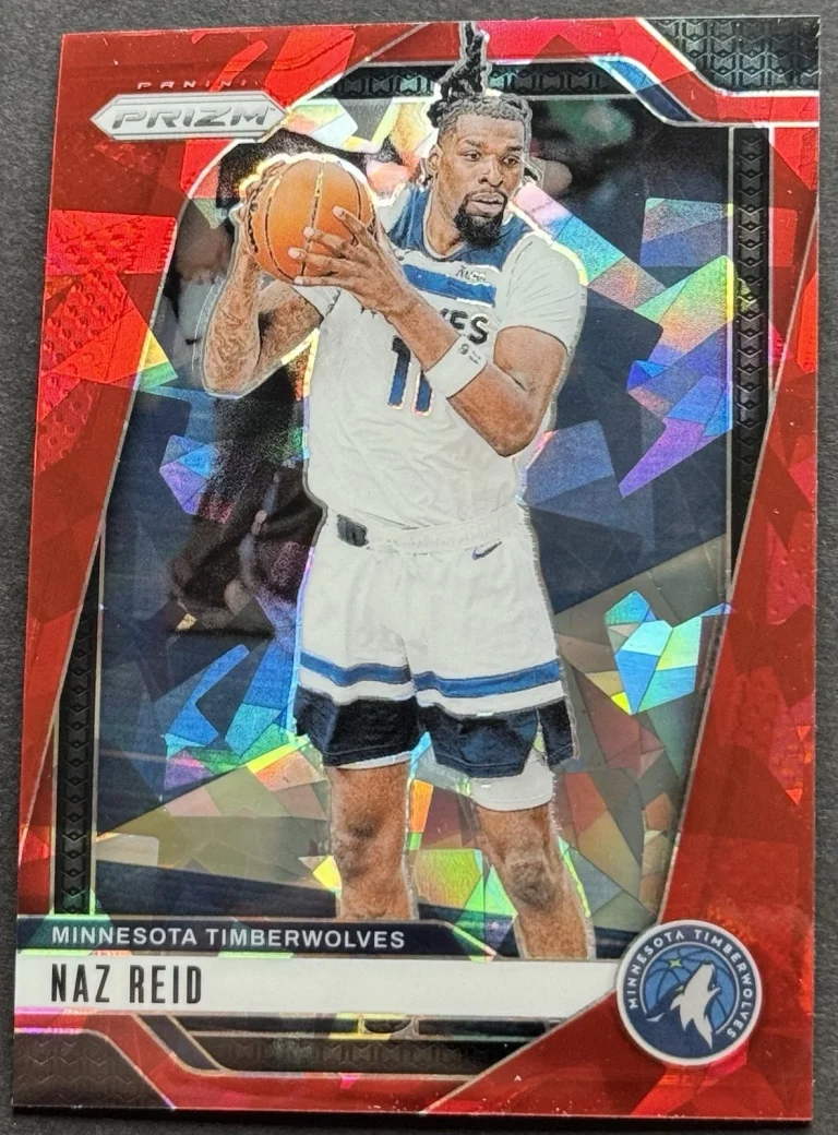 2024-25 Panini Prizm Red Cracked Ice Naz Reid Minnesota Timberwolves #176