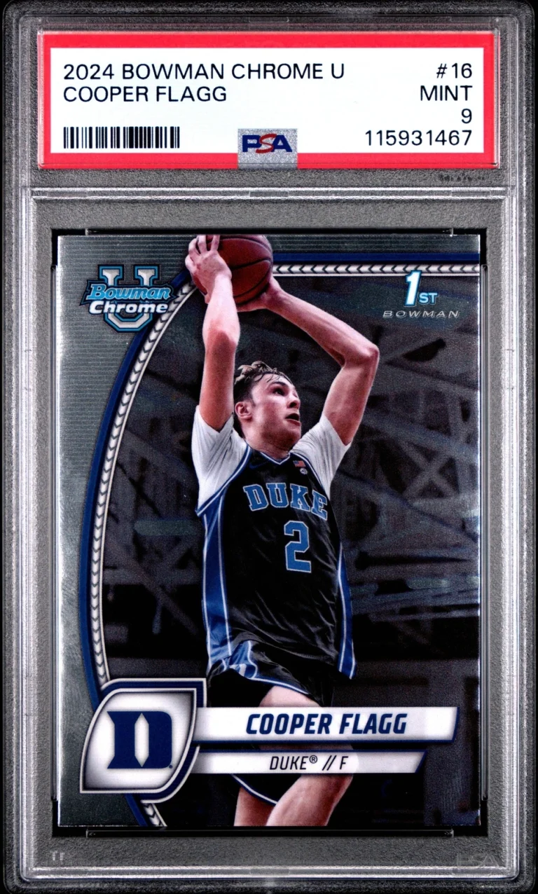 Graded 2024 Topps Bowman Chrome U Cooper Flagg #16 Rookie Basketball Card PSA 9