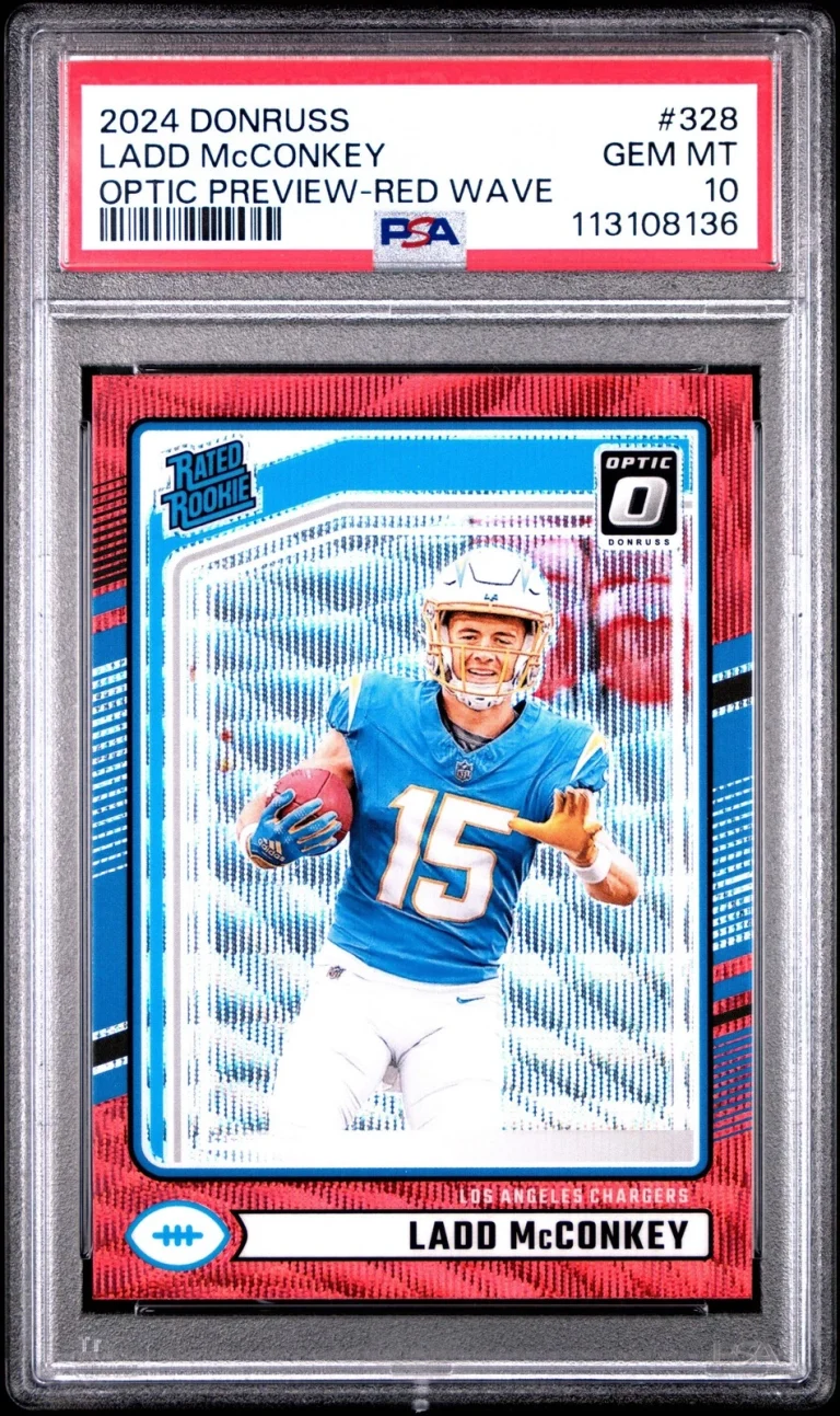 Graded 2024 Panini Donruss Ladd McConkey #328 Rookie RC Card PSA 10 Gem Mint