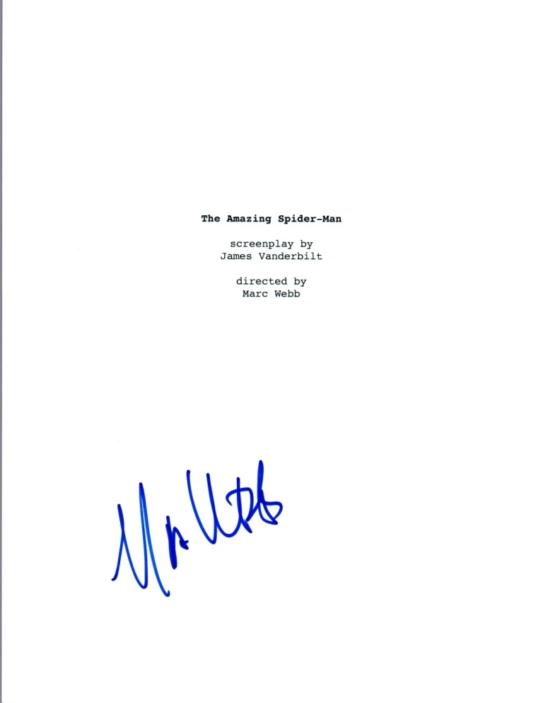 Marc Webb Signed Autographed THE AMAZING SPIDER-MAN Movie Script COA VD