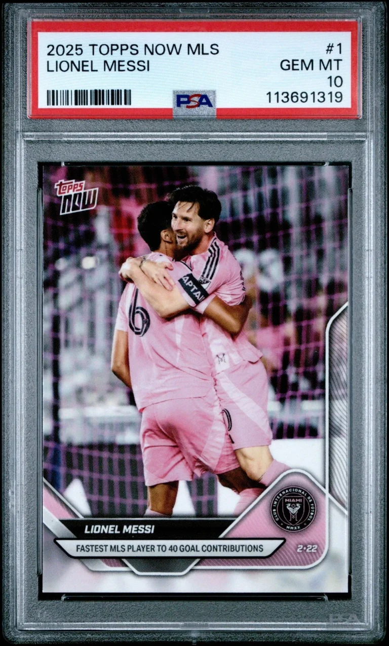 Graded 2025 Topps Now Lionel Messi #1 40 Goal Contributions Soccer Card PSA 10