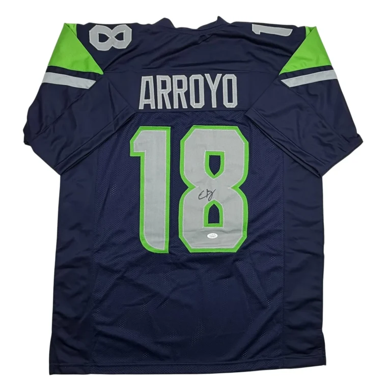 Autographed/Signed Elijah Arroyo Seattle Navy Blue Football Jersey JSA COA